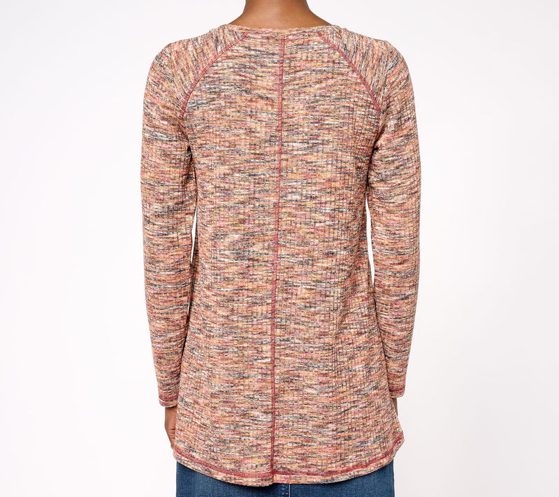 LOGO by Lori Goldstein Long Sleeve Scoop Neck Rib Swing Top — View 2