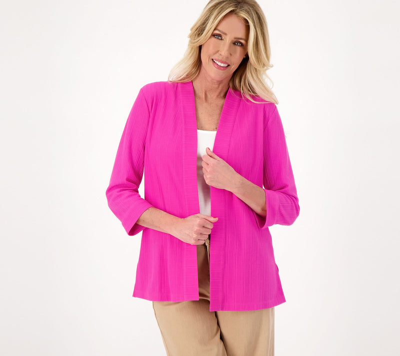 Isaac Mizrahi Live! Textured Knit 3/4-Sleeve Open Front Cardigan — View 5