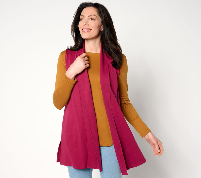 Isaac Mizrahi Live! Regular Essentials Open Front Vest — View 6