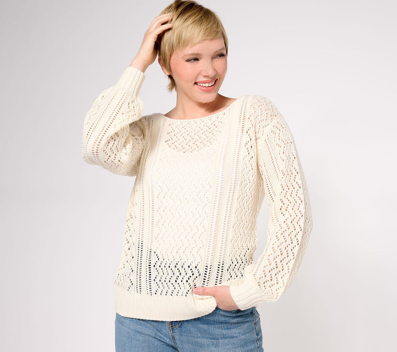 Candace Cameron Bure Pointelle Pull-Over Novelty Sweater — View 11