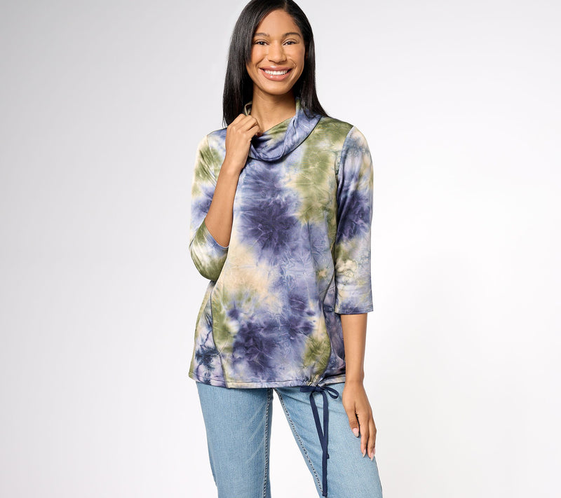 LOGO Lounge by Lori Goldstein Silky French Terry Cowl Neck Top — View 8