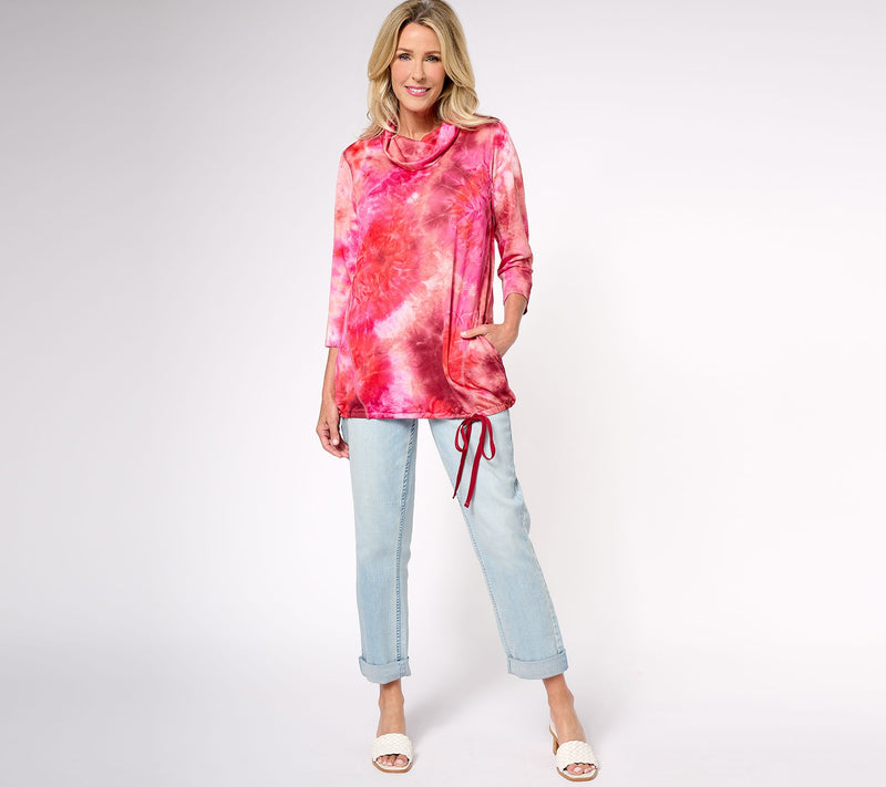 LOGO Lounge by Lori Goldstein Silky French Terry Cowl Neck Top — View 3