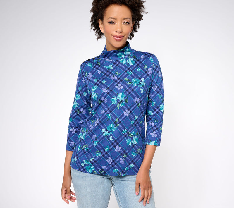 Isaac Mizrahi Live! Estate Choice of Print Cotton Mock Neck Top — View 19