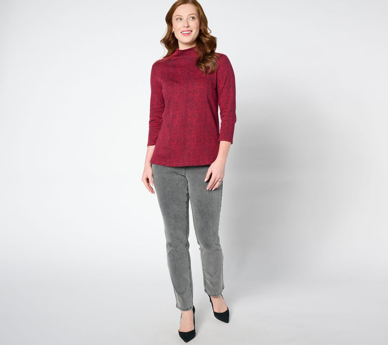 Isaac Mizrahi Live! Estate Choice of Print Cotton Mock Neck Top — View 3