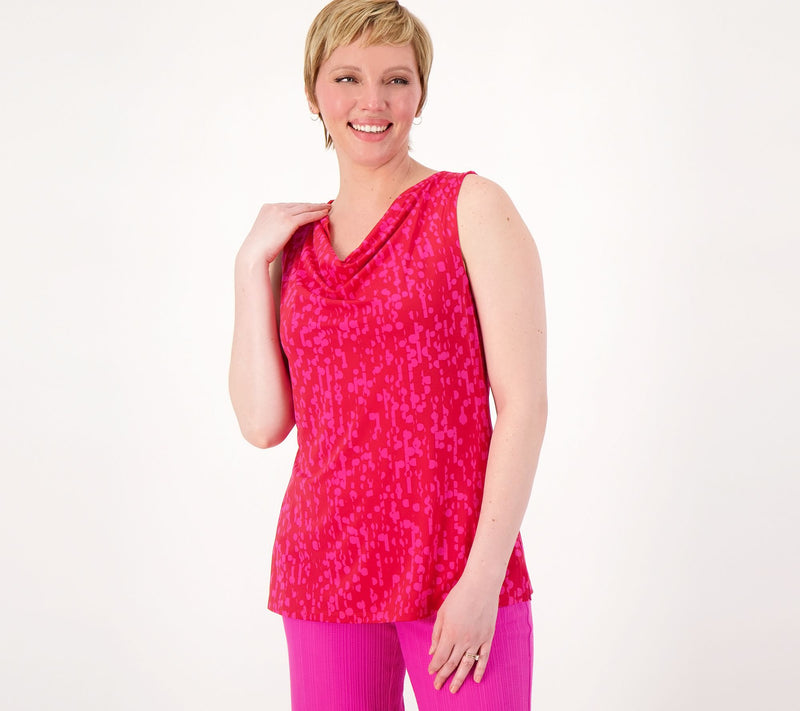 Isaac Mizrahi Live! Elements Printed Draped Front Sleeveless Top — Main view