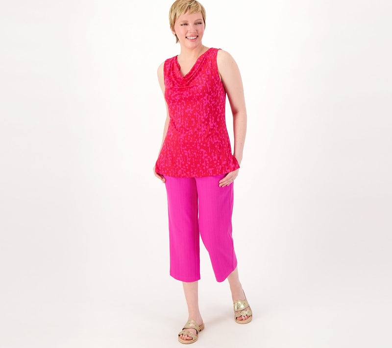 Isaac Mizrahi Live! Elements Printed Draped Front Sleeveless Top — View 9