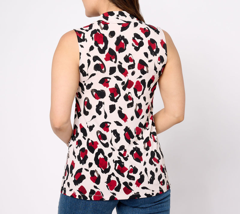 Susan Graver Pet Solid Liquid Knit A-Line Cardigan & Prnt Tank Set — View 13