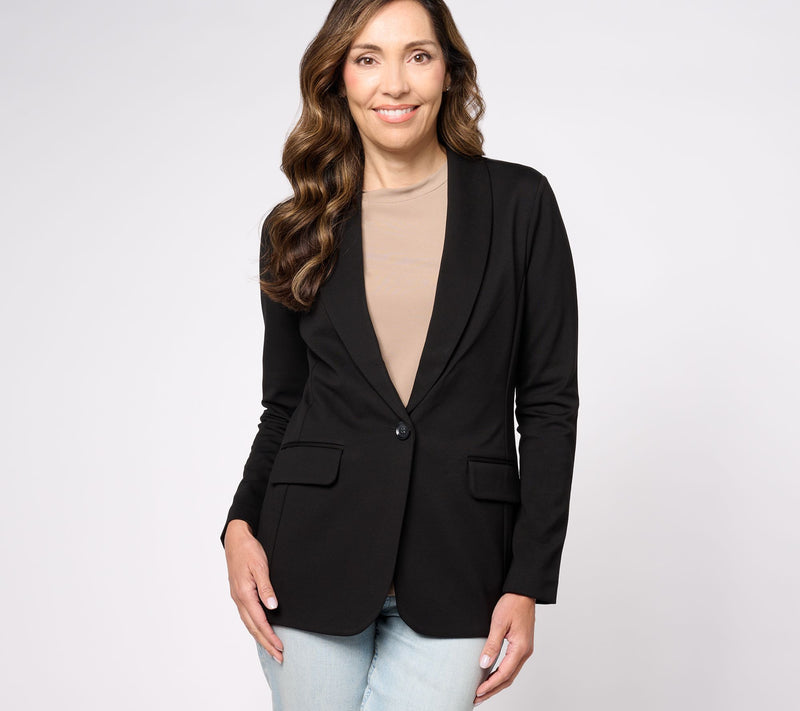 Tailored by Susan Graver Petite Smart Ponte Knit Blazer — View 13