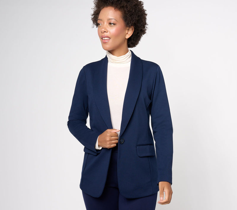 Tailored by Susan Graver Petite Smart Ponte Knit Blazer — View 9