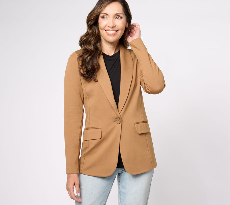 Tailored by Susan Graver Petite Smart Ponte Knit Blazer — View 5