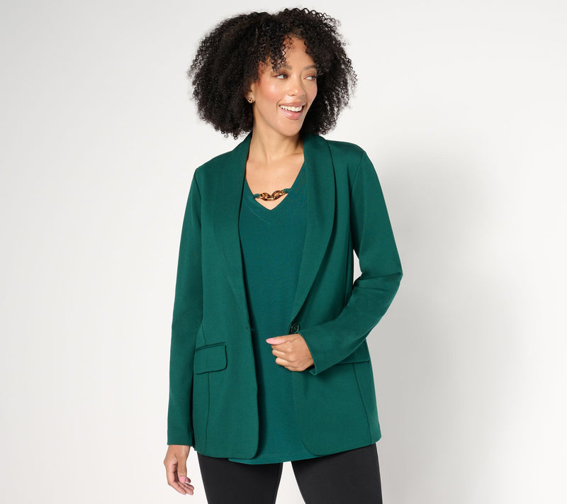 Tailored by Susan Graver Petite Smart Ponte Knit Blazer — View 20