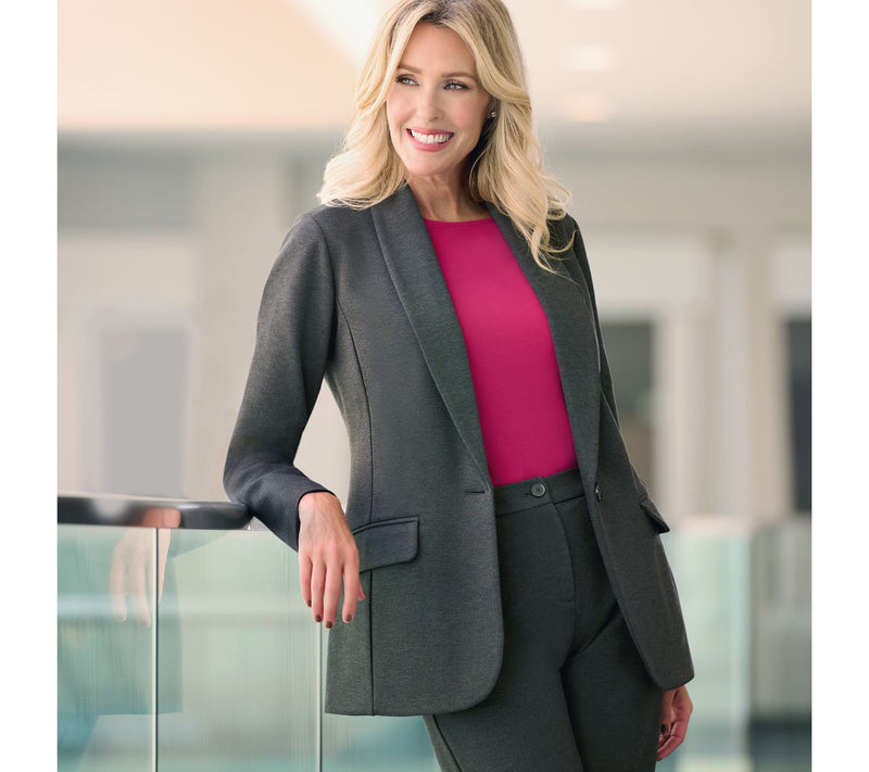 Tailored by Susan Graver Petite Smart Ponte Knit Blazer — View 17