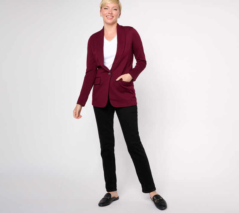 Tailored by Susan Graver Petite Smart Ponte Knit Blazer — View 15