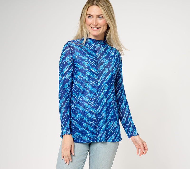 LOGO Layers by Lori Goldstein Mesh Mock Neck Top — View 5