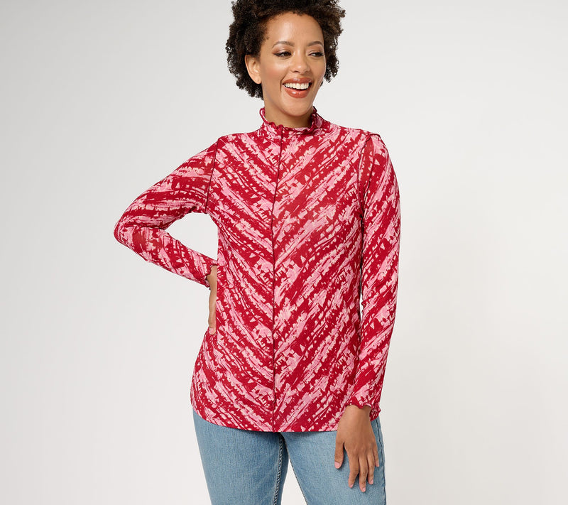 LOGO Layers by Lori Goldstein Mesh Mock Neck Top — View 7