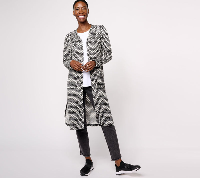 LOGO by Lori Goldstein Jacquard Duster Cardigan — View 7