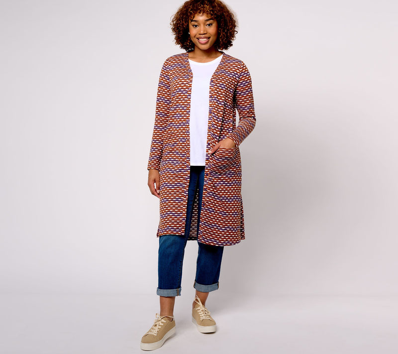 LOGO by Lori Goldstein Jacquard Duster Cardigan — Main view