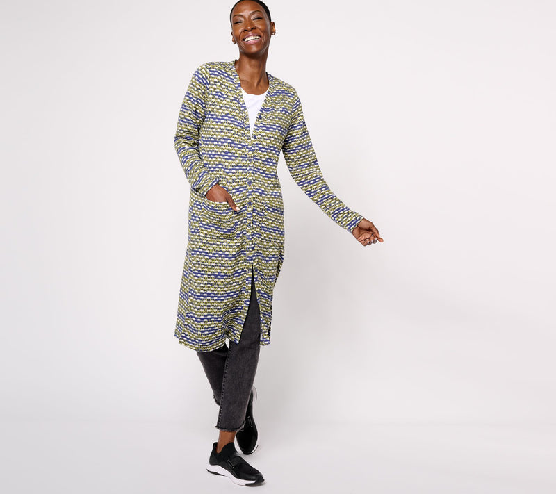 LOGO by Lori Goldstein Jacquard Duster Cardigan — View 5
