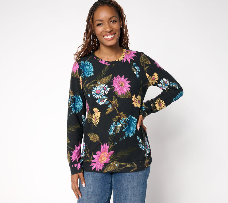 Denim & Co. Printed Heavenly Jersey Round Neck Long Sleeve Pullover — View 15