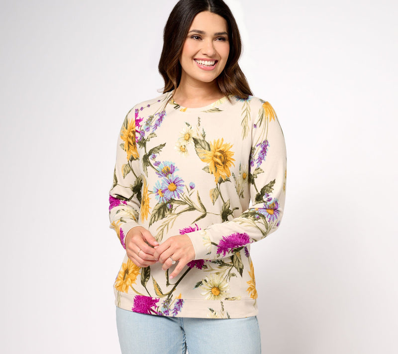 Denim & Co. Printed Heavenly Jersey Round Neck Long Sleeve Pullover — View 19