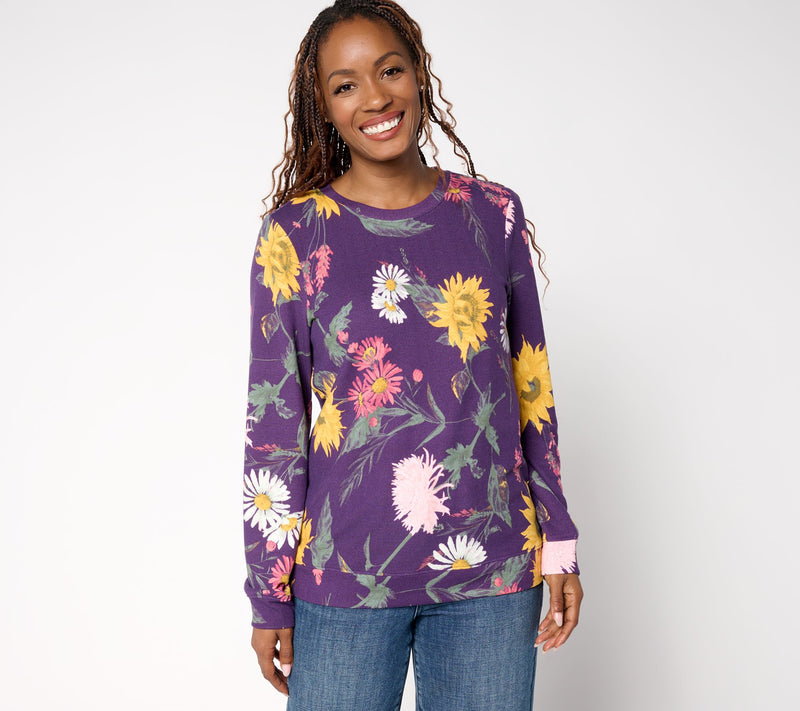 Denim & Co. Printed Heavenly Jersey Round Neck Long Sleeve Pullover — View 20