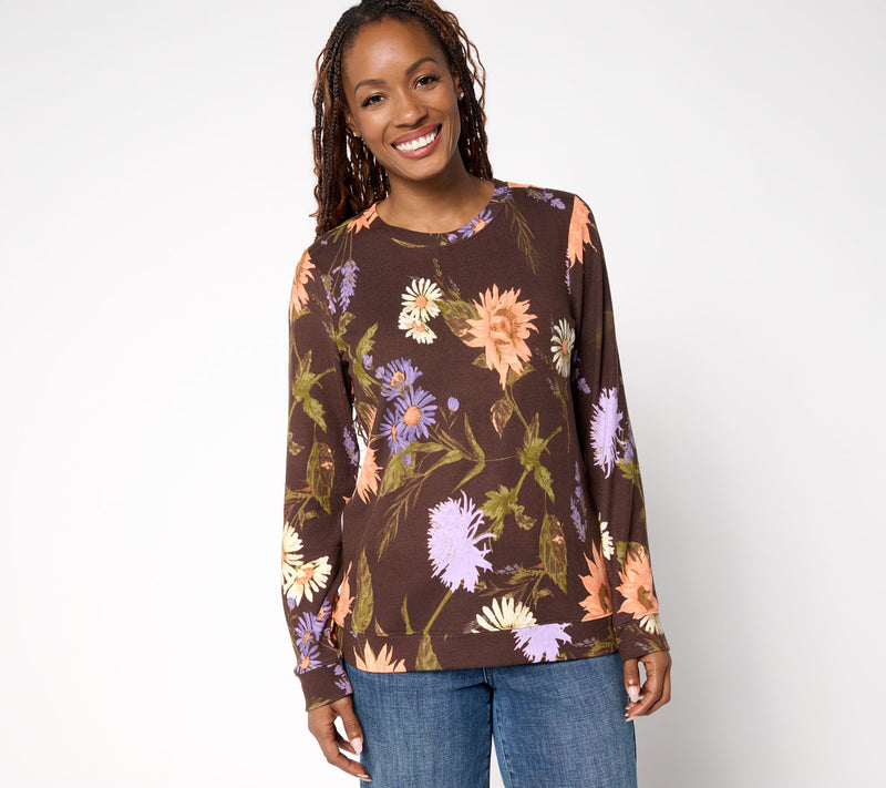 Denim & Co. Printed Heavenly Jersey Round Neck Long Sleeve Pullover — View 21
