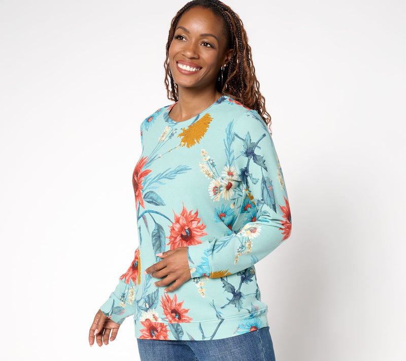 Denim & Co. Printed Heavenly Jersey Round Neck Long Sleeve Pullover — View 22