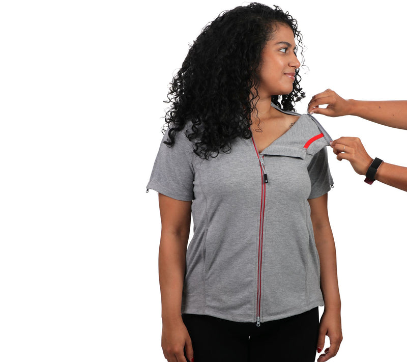 Reboundwear Corinne Adaptive Pique Top withHidden Zippers — Main view