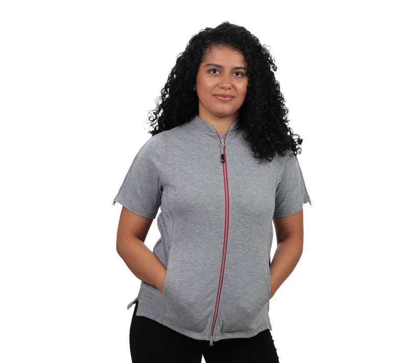 Reboundwear Corinne Adaptive Pique Top withHidden Zippers — View 4
