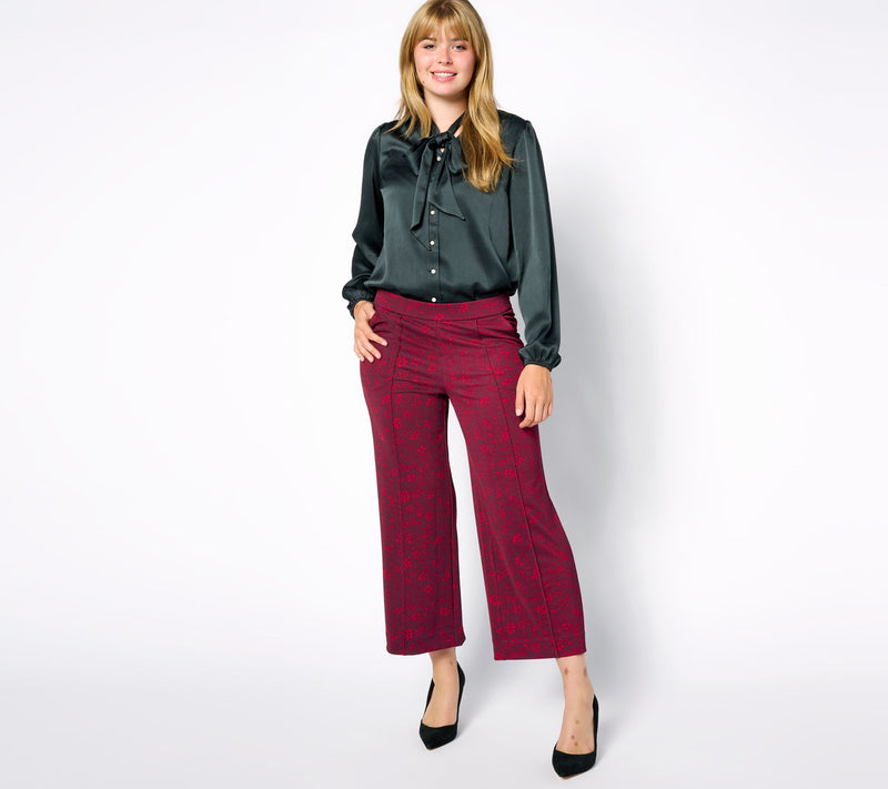 Isaac Mizrahi Live! Tall Printed Pebble Knit Culotte Pants — View 7