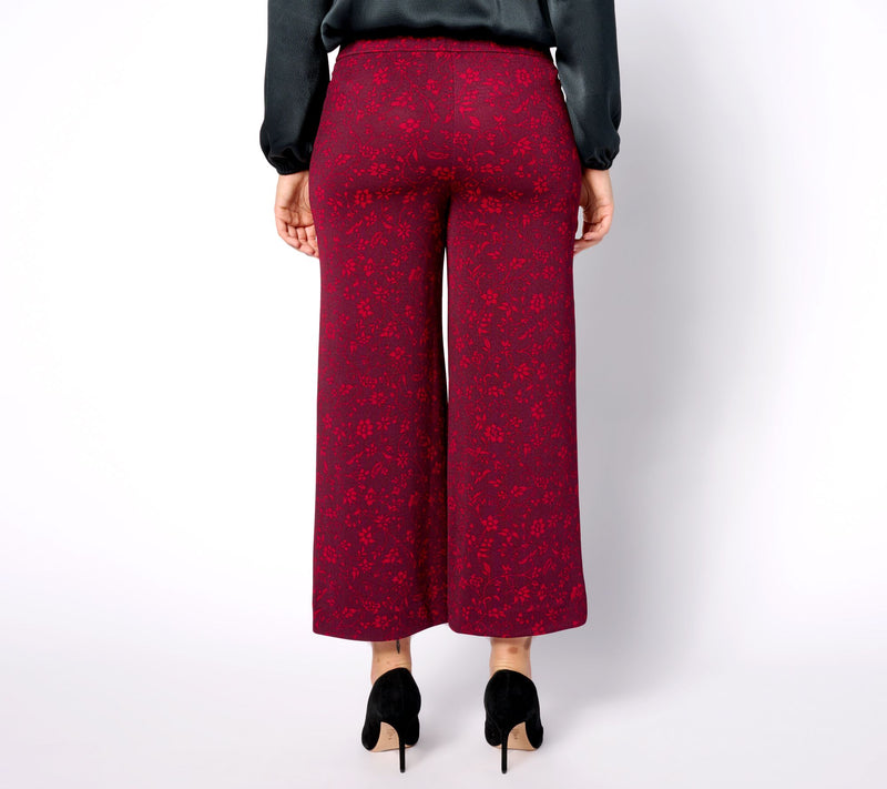 Isaac Mizrahi Live! Tall Printed Pebble Knit Culotte Pants — View 6