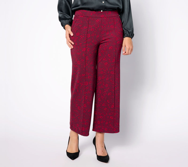 Isaac Mizrahi Live! Tall Printed Pebble Knit Culotte Pants — View 5