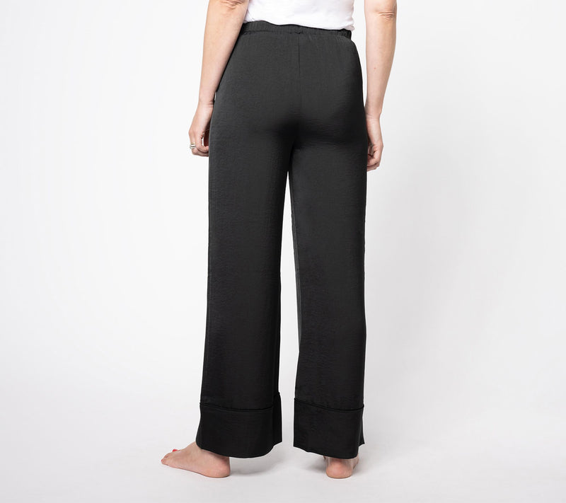 Barefoot Dreams Washed Satin Piped Wide Leg Pant — View 10