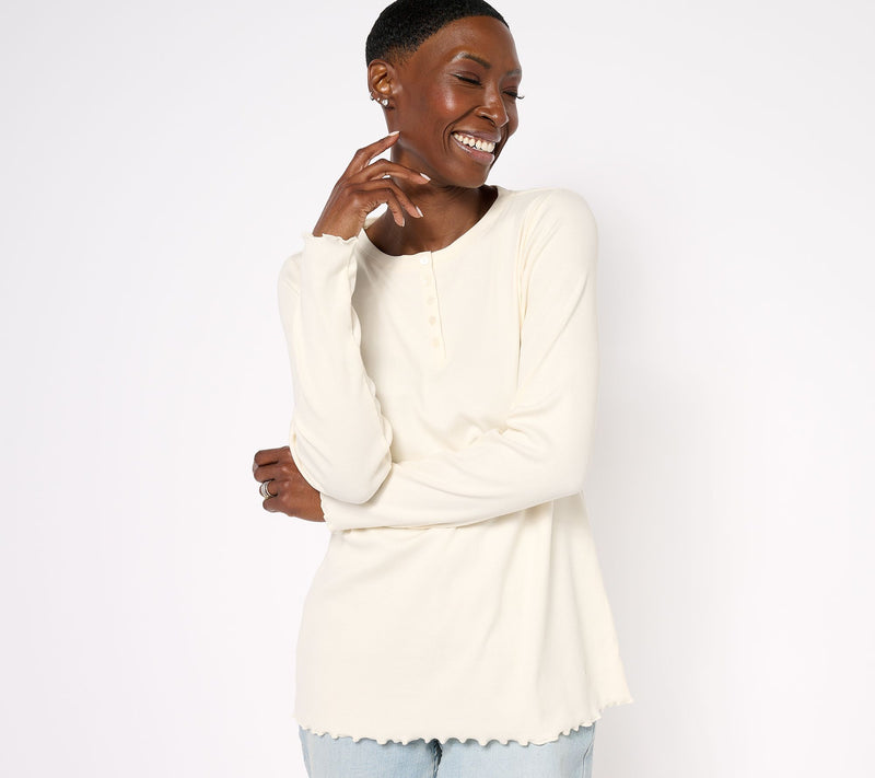 Isaac Mizrahi Live! Essentials Pima Cotton Rib Long Sleeve Top — View 12