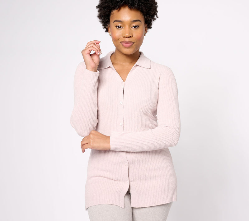 Barefoot Dreams Cozy Chic Ultra Lite Ribbed Button Down Cardi — View 13