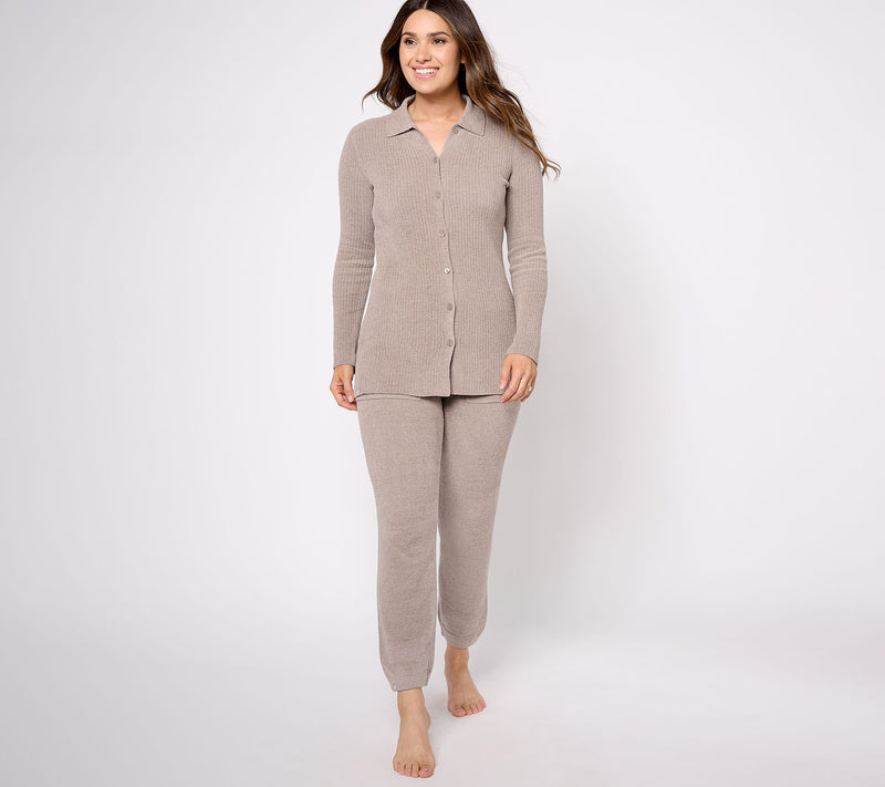 Barefoot Dreams Cozy Chic Ultra Lite Ribbed Button Down Cardi — View 5