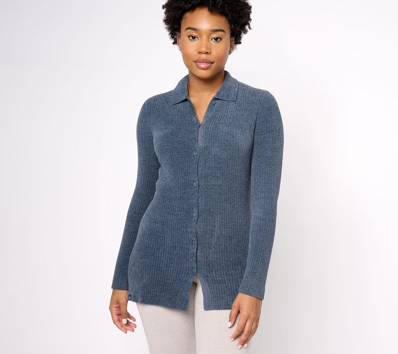 Barefoot Dreams Cozy Chic Ultra Lite Ribbed Button Down Cardi — View 14
