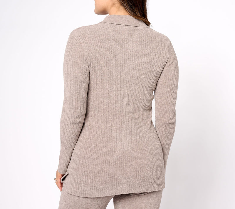 Barefoot Dreams Cozy Chic Ultra Lite Ribbed Button Down Cardi — View 4