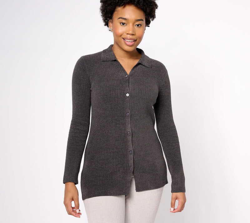 Barefoot Dreams Cozy Chic Ultra Lite Ribbed Button Down Cardi — View 15