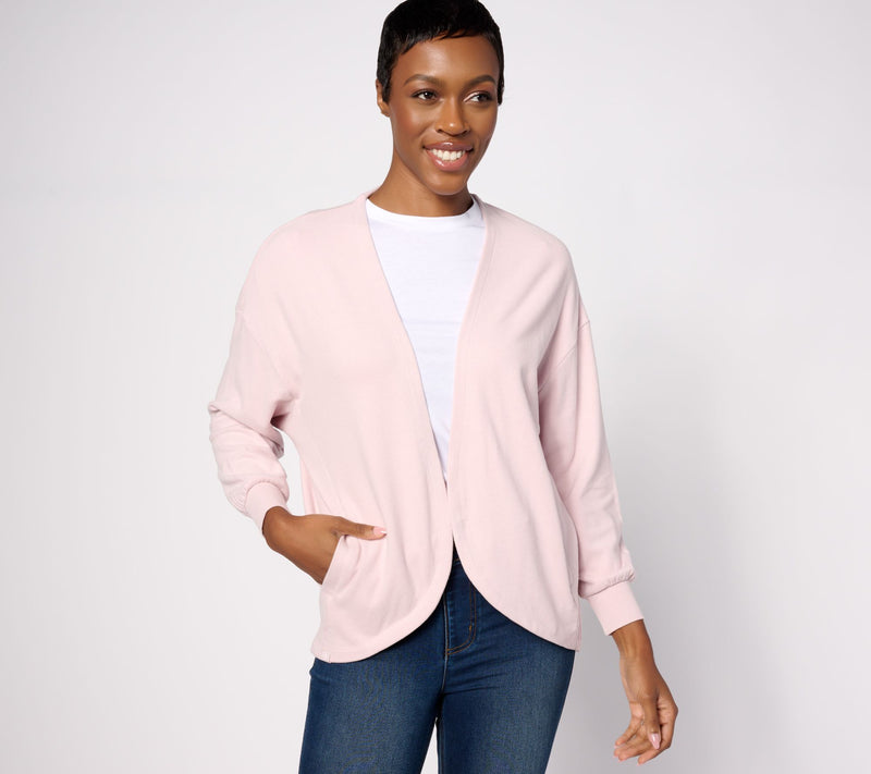 Barefoot Dreams Malibu Collection Brushed Fleece Circle Cardigan — View 5