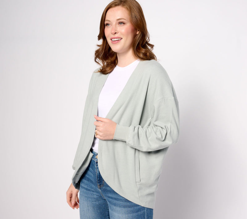 Barefoot Dreams Malibu Collection Brushed Fleece Circle Cardigan — View 7