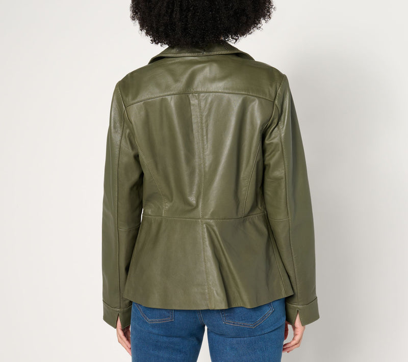 Denim & Co. Lamb Leather Moto Jacket with Pockets — View 13