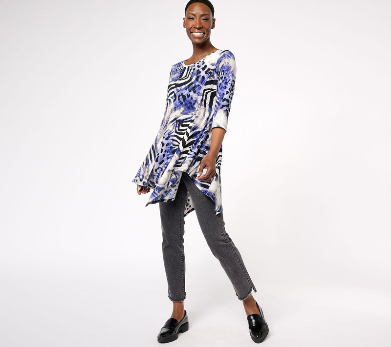 Women with Control Global Illusions Como Jersey Asymmetric Top — View 3