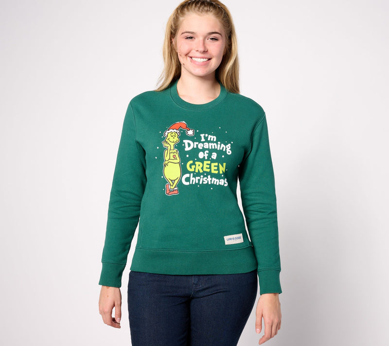 Life is Good x The Grinch Women's Simply True Fleece Crew — Main view