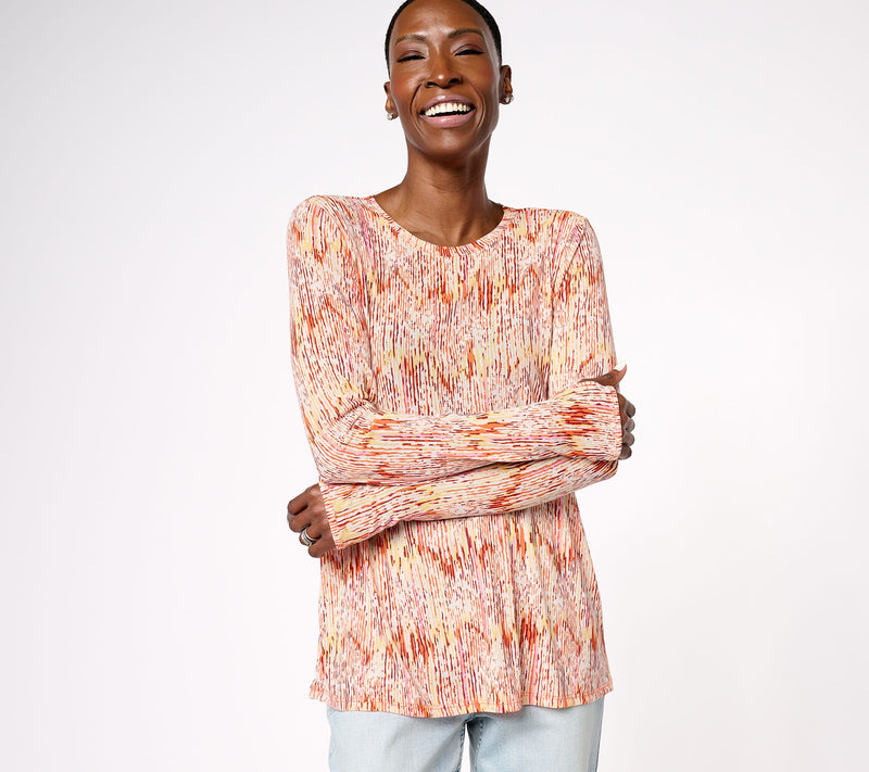 LOGO Layers by Lori Goldstein Printed Mesh Top — View 4
