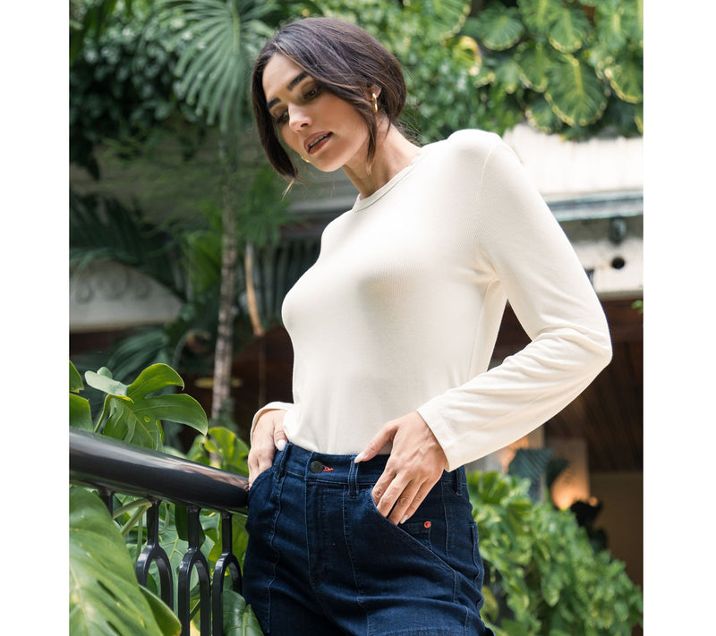 Peace Love World Ribbed Long Sleeve Knit Top — View 5