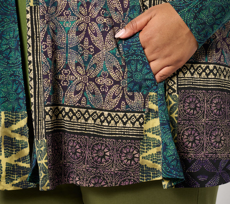 Susan Graver Regular Printed Liquid Knit Cardigan and Solid Tank Set — View 13