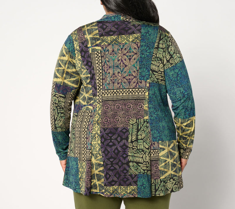 Susan Graver Regular Printed Liquid Knit Cardigan and Solid Tank Set — View 10