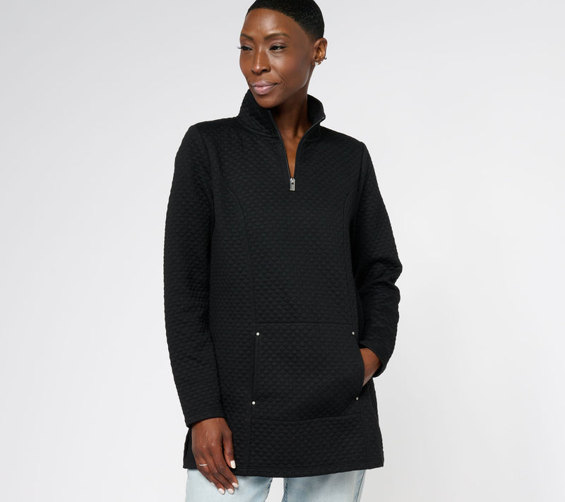 Sport Savvy Knit Jacquard Long Sleeve Quarter Zip Tunic — View 9