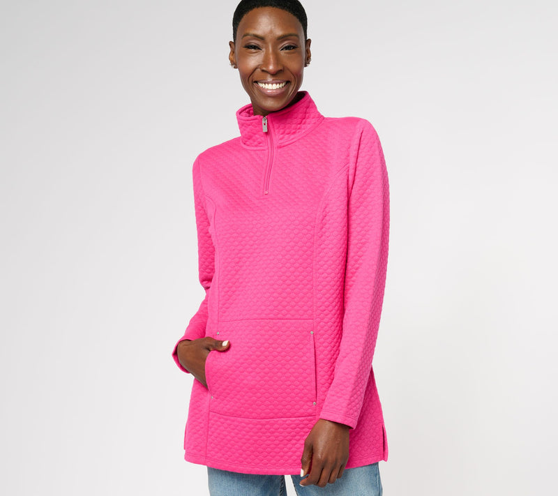 Sport Savvy Knit Jacquard Long Sleeve Quarter Zip Tunic — View 5